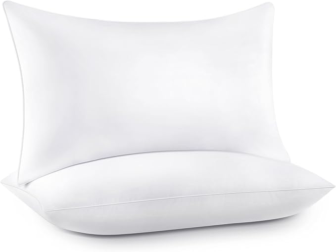 Bed pillows for sleeping, Down alternative pillows, White,Microfiber filled,Queen pillows set of 2,20x30 Inches,Super soft,Hotel collection,Queen size pillow for back,stomach or side sleepers