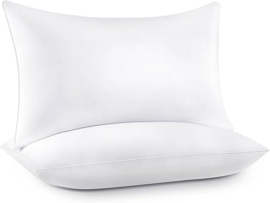 Bed pillows for sleeping, Down alternative pillows, White,Microfiber filled,Queen pillows set of 2,20x30 Inches,Super soft,Hotel collection,Queen size pillow for back,stomach or side sleepers