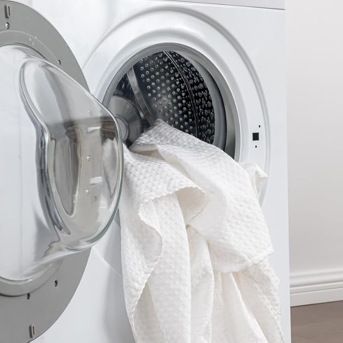 MIYE Pleated Waffle Weave Bed Skirt, Tailored Dust Ruffle 22 Inch Drop Easy Fit, Machine Washable (White, TwinXL - 22" Drop)