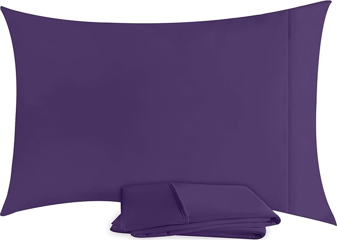 Utopia Bedding Queen Pillow Cases - 2 Pack - Envelope Closure - Soft Brushed Microfiber Fabric - Shrinkage and Fade Resistant Pillow Covers 20 X 30 Inches (Queen, Egg Plant)