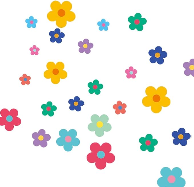 Pink Flower Wall Decals - Flower Peel and Stick Wall Stickers Vinyl Peony Floral Wall Stickers Pastel Flower Decor for Girls Bedroom Nursery Classroom Living Room (Colorful Flower)