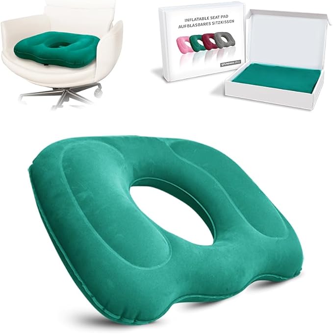 Inflatable Donut Pillow,Hemorrhoid Cushion- Excellent for Tailbone, Prostate, Sciatica, Bed sores, Postpartum Pregnancy, Post-Surgical Pain-Orthopedic Firm seat Cushion for Home, Office or car (green)