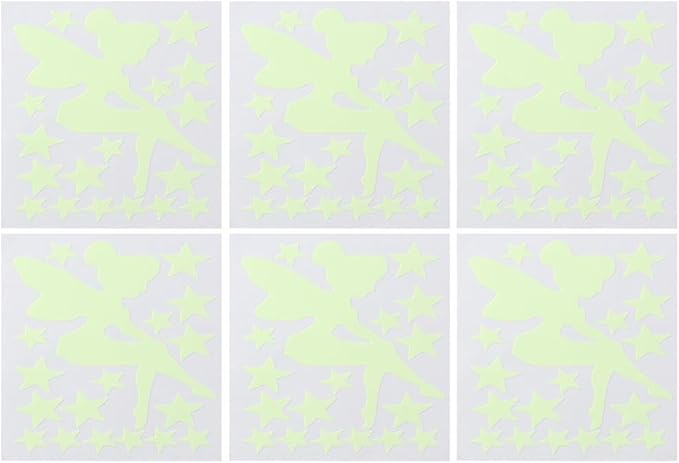 6Pcs Luminous Decorative Wall Stickers,Luminous Light Switch Decals Glow in The Dark,Magic Fairy Wall Stickers(Green Light)