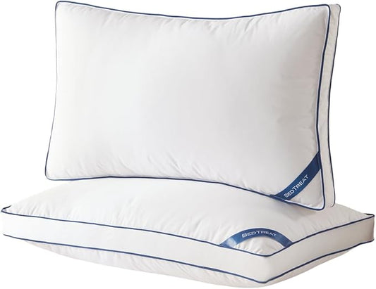 BedTreat White Goose Feather and Down Pillows King Size Set of 2,Luxury Hotel Collection Feather Pillows,Goose Feather & Down Filling,100% Organic Cotton Cover,Firm,Soft for Sleeping,Cooling(18X36)…