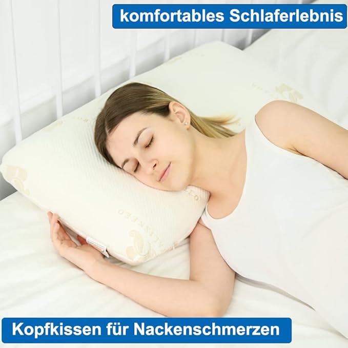 Royalisneeo 100% Talalay Latex Pillow, Medium Soft, Foam Rubber Pillow Helps Relieve Pressure,Perfect Package with Cotton Cover for Back, Stomach and Side Sleepers(Queen)