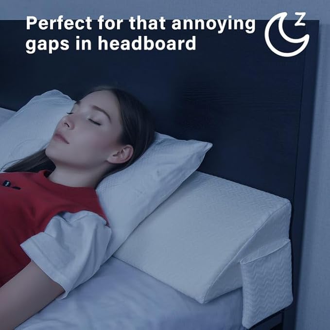 Vekkia Queen Bed Wedge Pillow for Headboard Gap/Mattress Gap Filler/Headboard Pillow/Bed Wedge Gap Filler,Stop Loosing Your Pillows