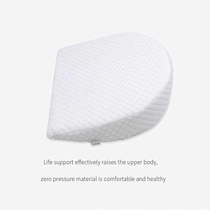 Sleep Pillow for Boys and Girls,Breathable Memory Foam Head Wedge Cushion Prevents Spit Pillow(White, Semicircle)