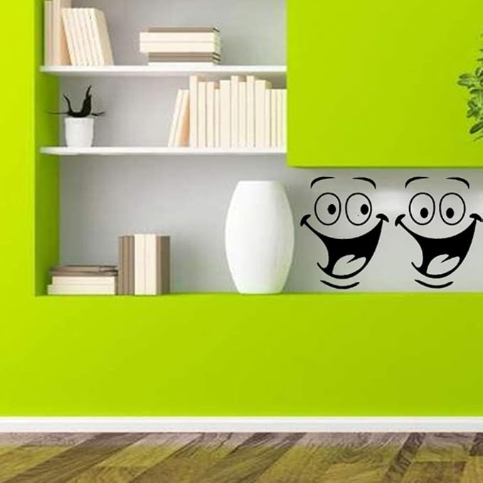 Funny Animation Big Eyes Cute Toilet Wall Decal Bathroom Home Sticker Bedroom Kitchen Art Picture DIY Murals Vinyl Paper Decoration Wallpaper for Children Potty Training Nursery Baby Teen Senior