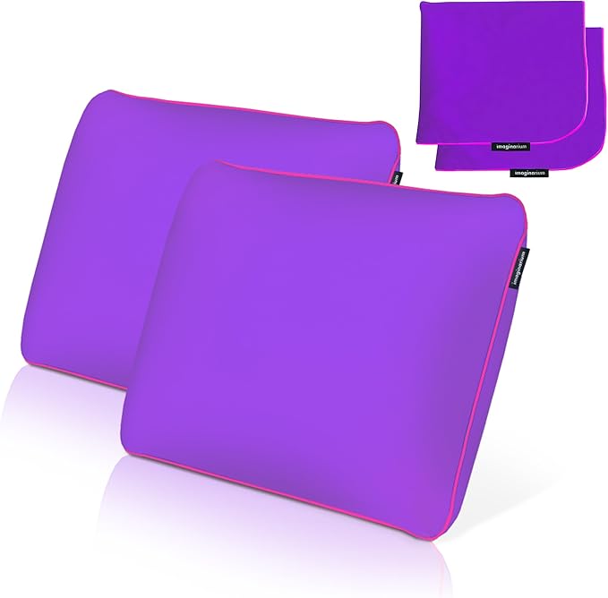Imaginarium Memory Foam Fun Pillow with Cool-to-The-Touch Cover 2 Pack (Galactic Purple) Plus 2 Additional Pillow Covers, Standard