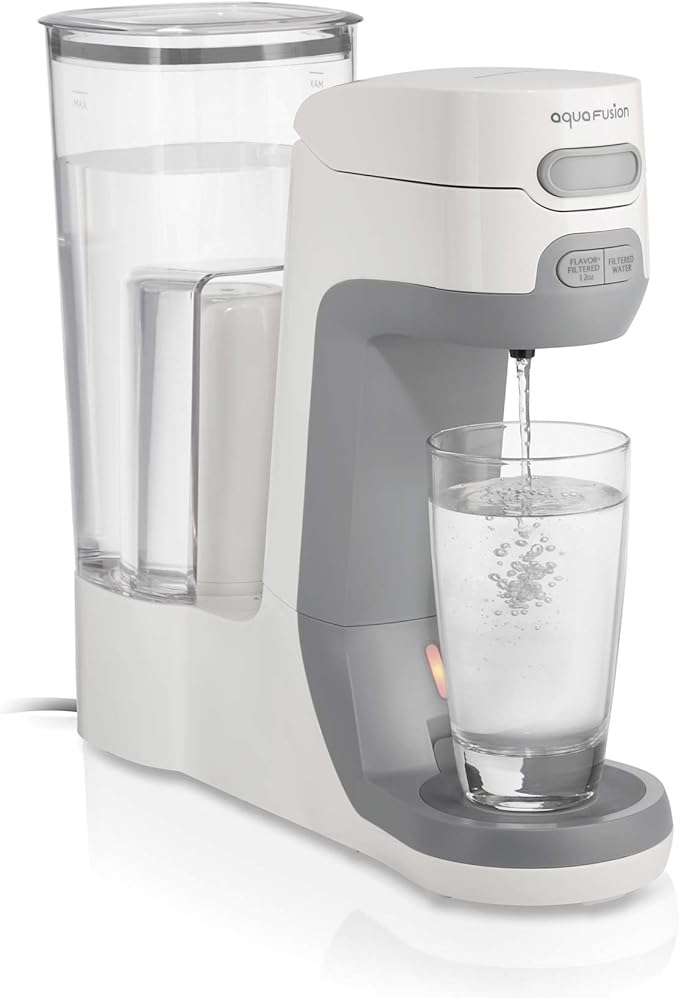 Hamilton Beach AquaFusion Electric Countertop Water Purifier & Filter 64 oz. Pitcher, Compatible with Flavor Capsules, White (87320)