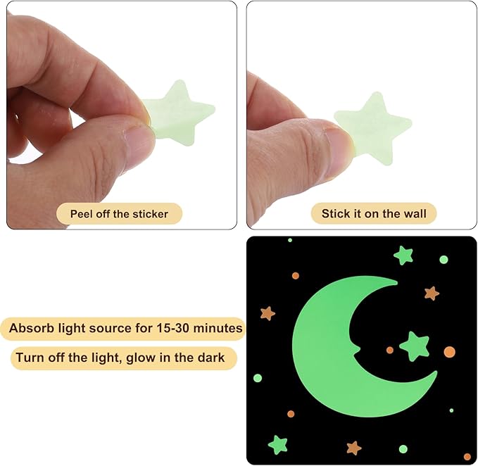 uxcell 1 Set Glow in The Dark Ceiling Stickers, Dots and Squares Wall Decals, Glowing Dot Decal Decoration for Ceiling and Wall