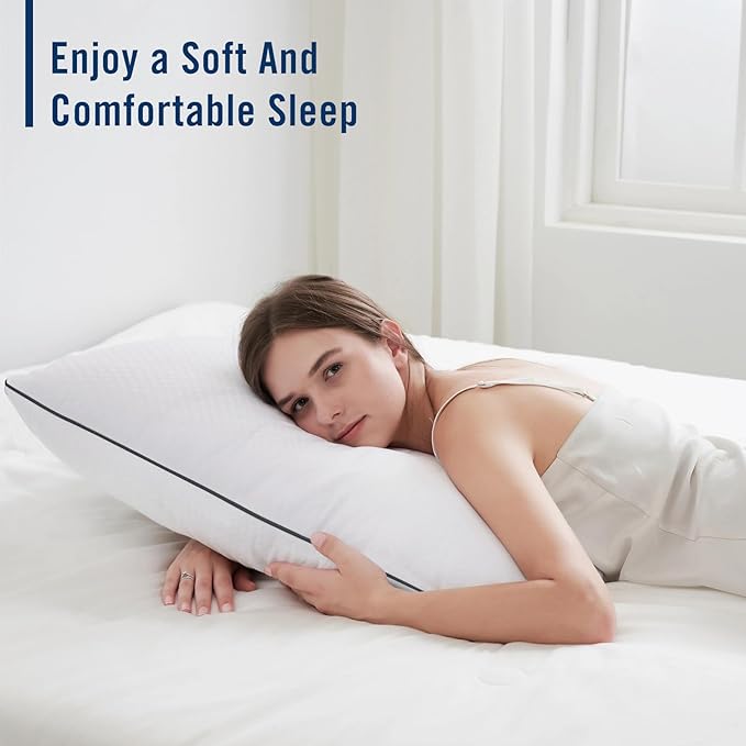 Bed Pillows for Sleeping 2 Pack, Standard Size Pillows Set of 2,Down Alternative Filling, Pillow for Back, Stomach or Side Sleepers Black