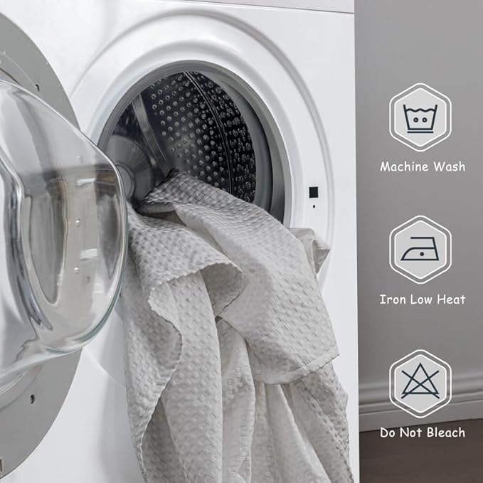 MIYE Pleated Waffle Weave Bed Skirt, Tailored Dust Ruffle 16 Inch Drop Easy Fit, Machine Washable (Light Grey, Full - 16" Drop)