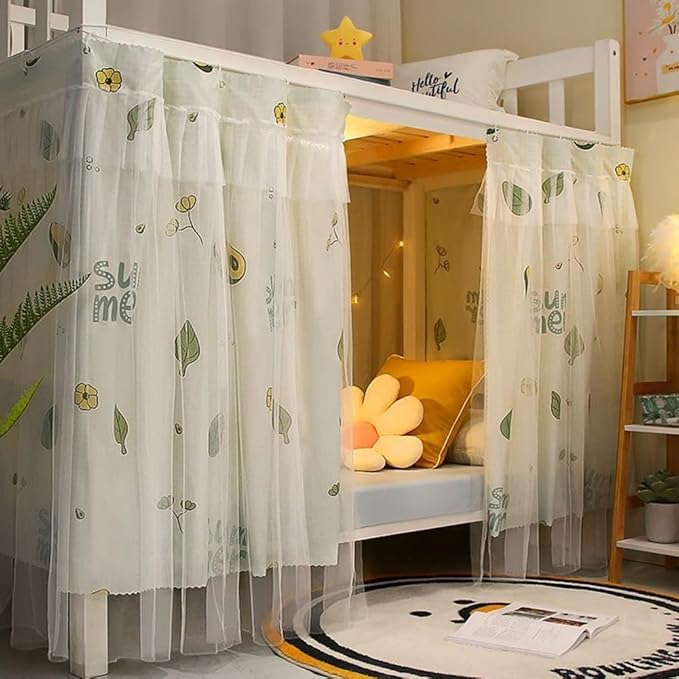 XGOPTS Dormitory Bunk Bed Privacy Curtains Students Single Bottom Bunk Bed Blackout Curtains Dustproof Cloth Bed Canopy Curtains Shading Mosquito Protection Nets Bedroom Tent Decor