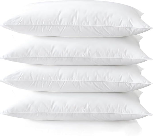 Medium Support Bed Pillows Queen Size Set of 4 Pack for Sleeping 20"x30", Hypoallergenic Skin Friendly Down Alternative Filling for Side Stomach Back Sleeper Machine Washable