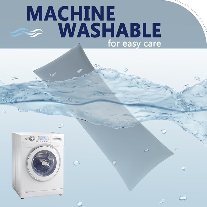 DOWNCOOL Large Body Pillow Insert with Cooling Cover - Soft Long Bed Pillow for Summer - Breathable Full Body Pillow for Adults - 20x54 inch (Grey, with Cover)