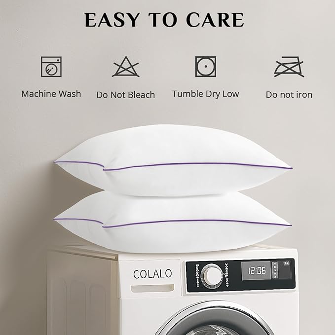 JOLLYVOGUE Pillows Queen Size Set of 2, Bed Pillows Set of 2, Cooling and Supportive Pillows with Super Soft Down Alternative Fill, Luxury Fluffy Hotel Quality for Side, Back, and Stomach Sleepers