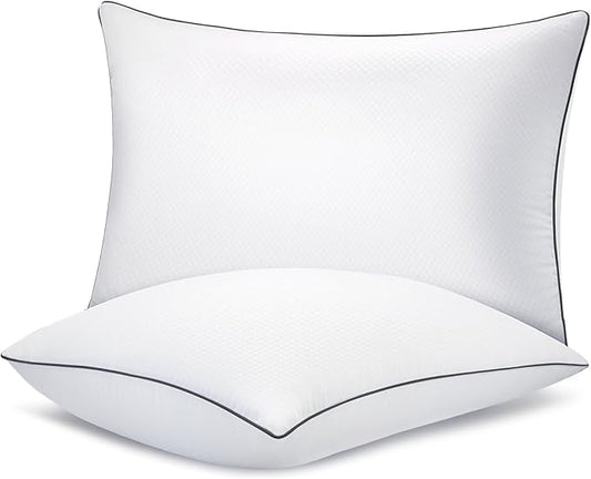 Bed Pillows for Sleeping 2 Pack, Standard Size Pillows Set of 2,Down Alternative Filling, Pillow for Back, Stomach or Side Sleepers Black