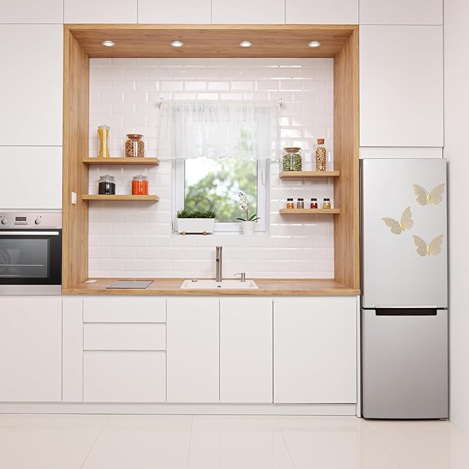 uxcell 72Pcs 3D Beautiful Butterfly Removable DIY Wall Stickers for Birthday Party Decorations Cake Decorations, Gold