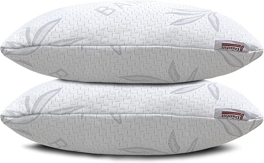 JJDANFILL Rayon Derived from Bamboo Pillow King Size Set of 2 - Machine Washable Bed Pillows for Sleeping for Back, Stomach, Side Sleeper - Firm Shredded Memory Foam Pillows 20 * 36in