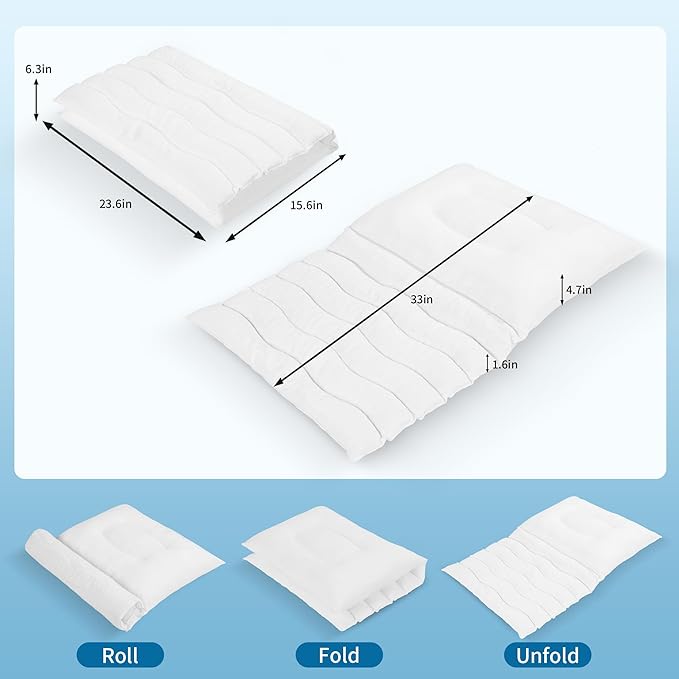 MABOZOO Adjustable Contour Pillow for Neck & Shoulder Pain,Memory Foam Cervical Support Pillow for Side Sleepers,Thin Flat Pillow for Back,Stomach Sleeping