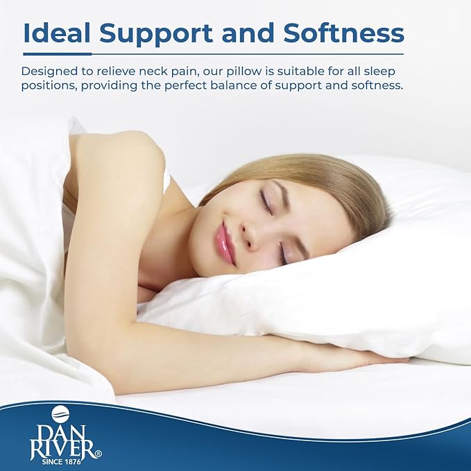 DAN RIVER Double Needle Pillows King (20x36), Set of 2 | White Hotel Pillows | Cooling Pillow for Side Sleepers | Back Sleeper Pillows | Best Pillows for Sleeping | Dorm Room Essentials