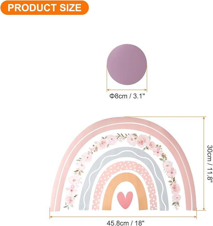 uxcell 18 Pcs (1 Sheet) Polka Dots Wall Sticker, PVC Peel and Stick Rainbow Wall Decal Sticker for Bedroom Classroom, Colorful