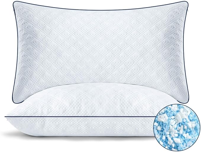 Cooling Bed Pillows King Size Set of 2 for Sleeping, Adjustable Shredded Memory Foam Pillows for Side Back Stomach Sleepers -Luxury Gel Pillows Hotel Pillows with Washable Removable Cover