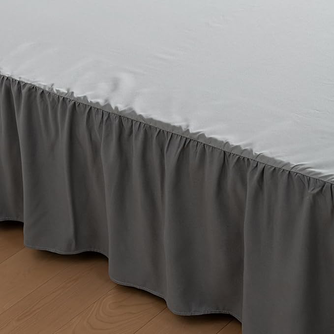 Bed Skirt King Size Ruffled Bed Skirts with Split Corners, 16 Inch Drop Dust Ruffle Bed Skirt with Platform, Gray, King - 16" Drop