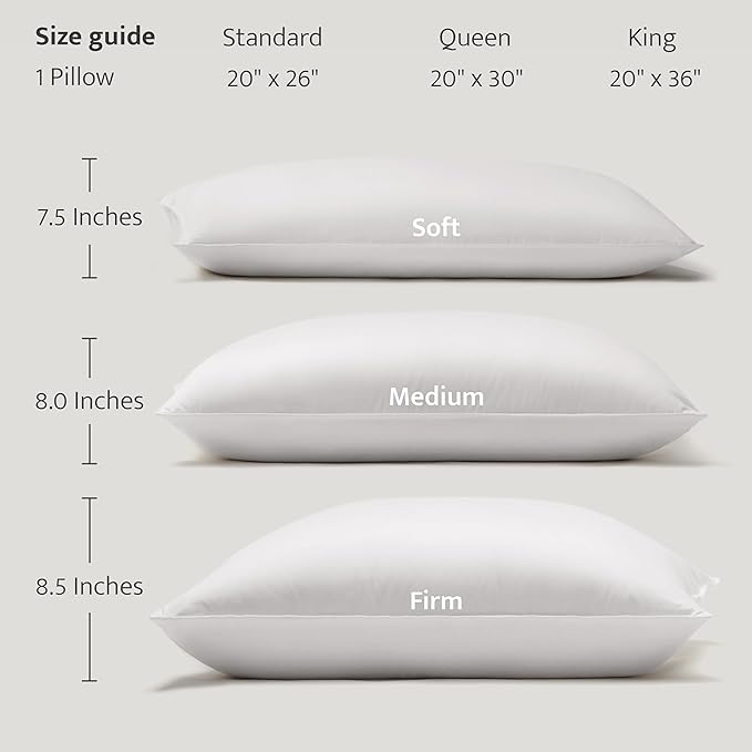 Double Stitch Luxury US White Down Pillow - Made in Canada, 400 Thread Count 100% Cotton Shell, Medium Firm 700 Fill Power Down Bed Pillow, Soft Sleeping Pillow 3-Chamber, Standard(20" x 26") 