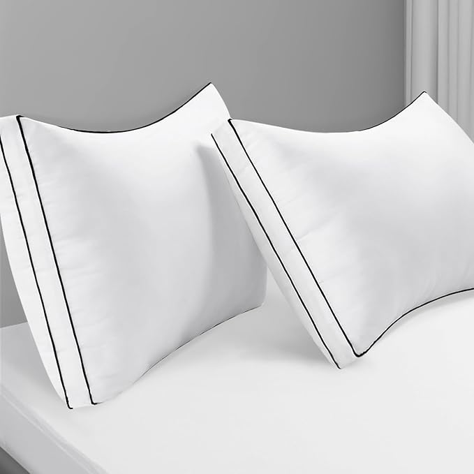 Premium Pillows King Size Set of 2, Fluffy and Supportive 7D Down Alternative Bed Pillows, Luxury Soft Hotel Quality Gusseted Pillow for Side Back Stomach Sleepers, Relief Neck Head and Shoulder Pain