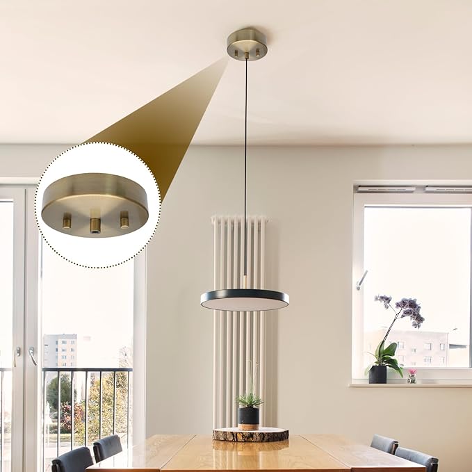 Biaungdo 5 Inch Ceiling Lighting Canopy Kit, Gold Pendant Light Canopy Kit Metal Chandelier Ceiling Light Plate Cover with All Mounting Hardware for Chandelier Pendant Lighting Fixtures