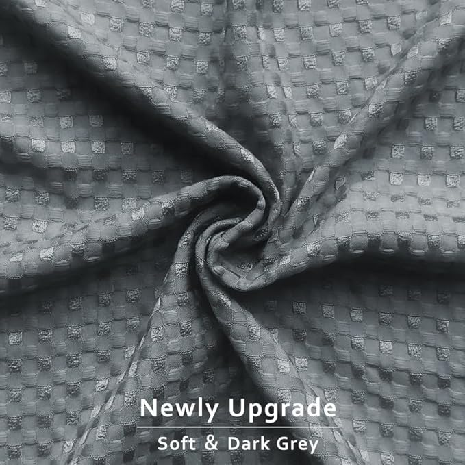 MIYE Pleated Waffle Weave Bed Skirt, Tailored Dust Ruffle 18 Inch Drop Easy Fit, Machine Washable (Dark Grey, King - 18" Drop)