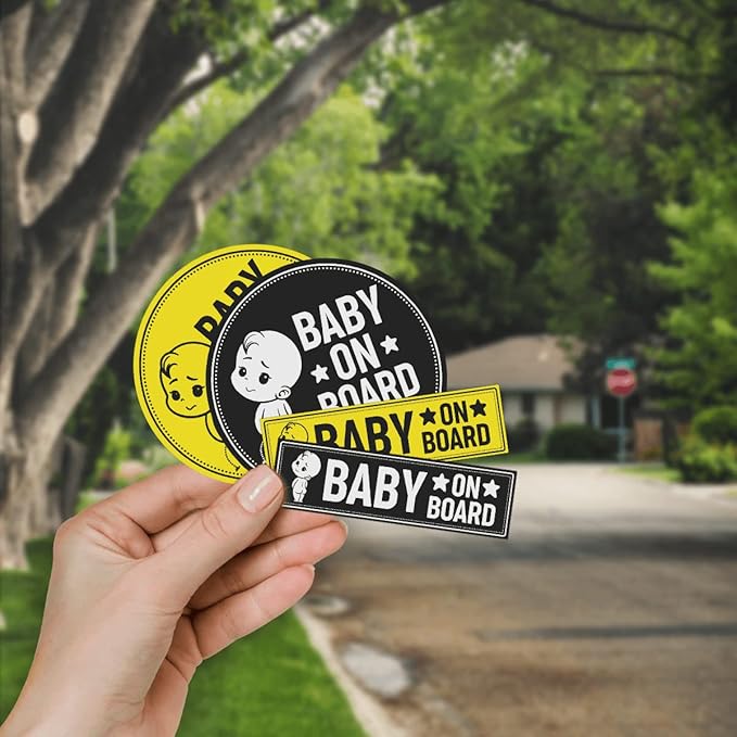 Baby in Car Decal for Cars Vehicle Children Kids On Board Signs Funny Vinyl Bumper Stickers Removable Decals Window Label Sign Truck Label Decorations Drive Safely Around