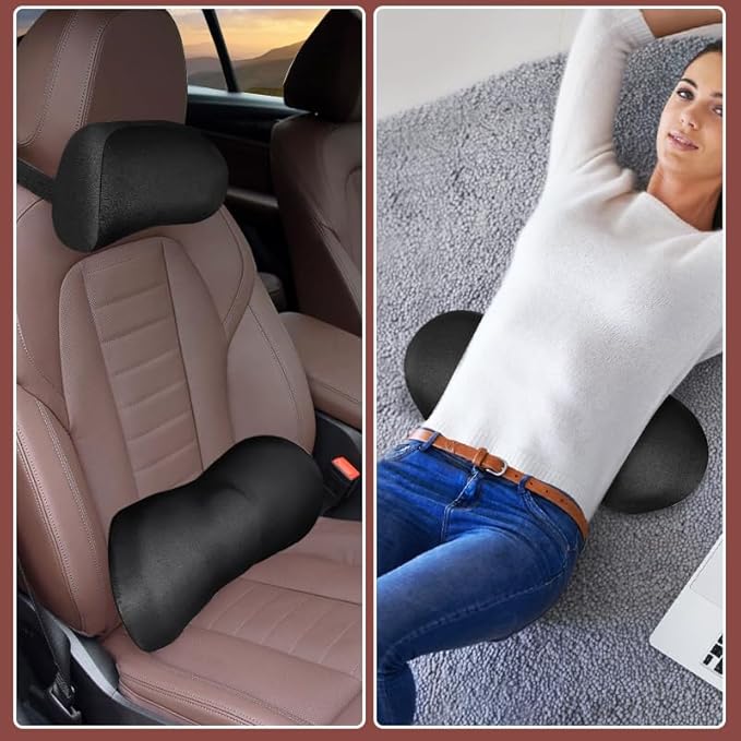 Car Lumbar Support and Car Neck Pillow - Memory Foam Ergonomic Back Cushion - Relieve Driving Fatigue - Comfort and Support Your Neck and Back - Suitable for Car Seats(Lumbar Support)