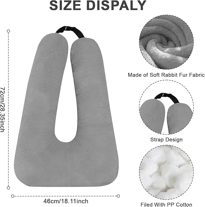 Travel Pillow, Travel Pillow for Kids, Sleeper Hold Pillow Travel, Removable U-Shaped Pillow for Adults and Children to Support Head and Body in The Back Seat of Long Car Trips (Gray)