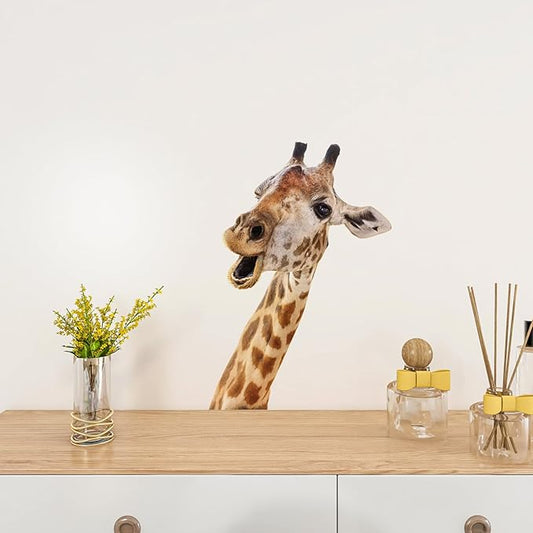 Giraffe Wall Decal Peel and Stick Funny Giraffe Stickers Gift for Friends Kids Room Funny Wall Window Decor Fridge Closet Stickers Decoration