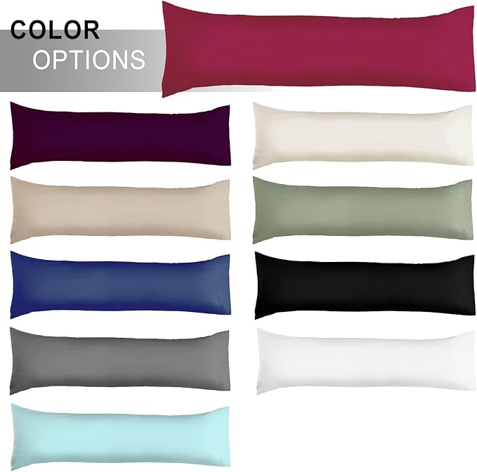 Soft Body Pillow Cover/Pillowcases 60 x 21 Inch, WINKAURA Premium Unique Long Pillow Case for Bed Fits 54x20 Pillow, Envelope Closure, Stylish Wrinkle and Stain Resistant,Wine Red