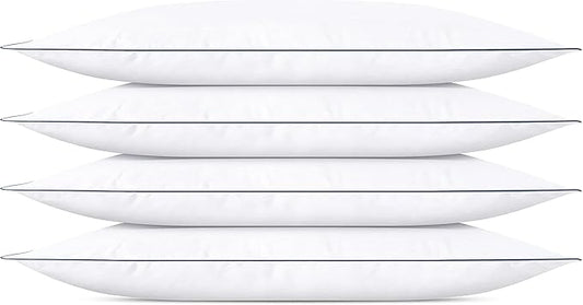 SILUI Extra Flat Soft Thin Pillows Standard Size Set of 4 Pack Bed Pillow with Down Alternative Fill for Side Back Stomach Sleepers, 20x26 Inches, White
