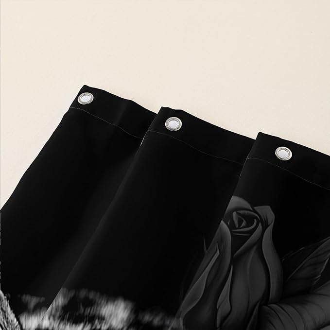 AILONEN Grey Leopard Shower Curtains for Women,Rose Leopard Bath Curtains Gifts for Lover,Polyester Waterproof for Bathroom with Plastic Hooks 36" W*72" H Grey