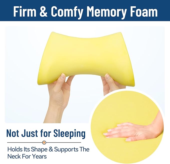 PouHenier.jh Ergonomic Headrest Pillow for Recliner Chair Sleeping Neck Support, Memory Foam Head and Neck Cushion Pillow with Adjustable Velcro for Sofa, Couch, Office Chair, Side and Rear Pockets