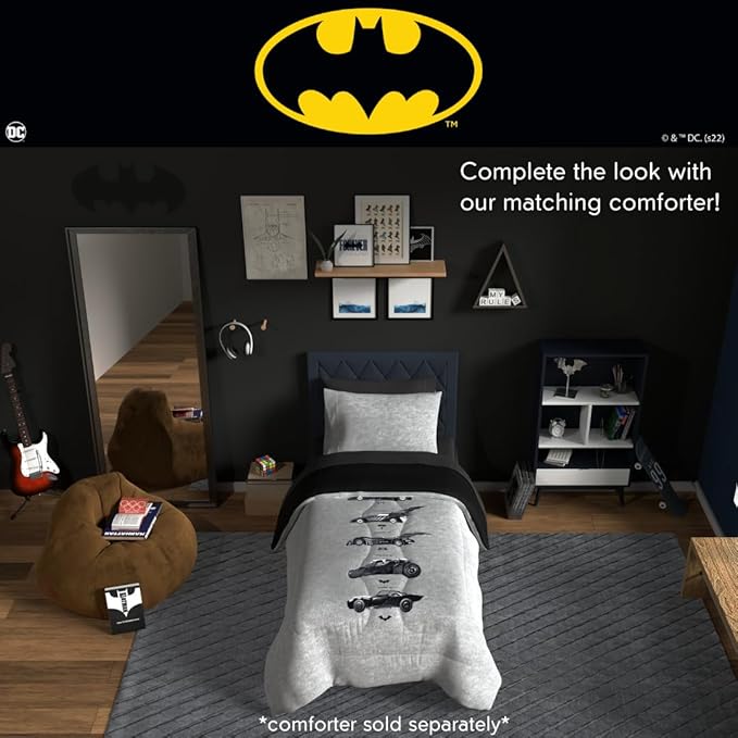 Franco Collectibles Batman Bedding Super Soft Microfiber Twin Sheet Set, College Dorm Essentials, (Officially Licensed Product)
