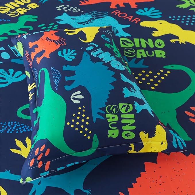 qjmiaofang Dinosaur Sheets Twin for Boys Dinosaur Bed Sheets Twin Size 3Pcs Jungle Dinosaur Bedding T-Rex Dinosaur Flat Sheet Wildlife Dinosaur Fitted Sheet 1 Fitted Sheet 1 Flat Sheet 1 Pillow Shams