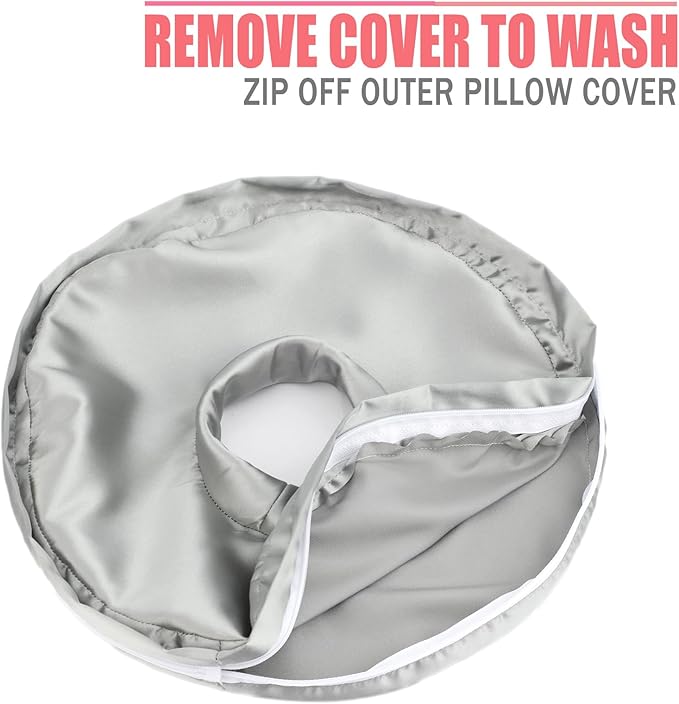 Washable Ear Piercing Pillowcase Luxury Satin Ear Hole Silky Pillowcase for Pierced Ear Side Sleepers Ear Inflammation Pressure Sore Pain Relief Support Neck Head Silver Gray