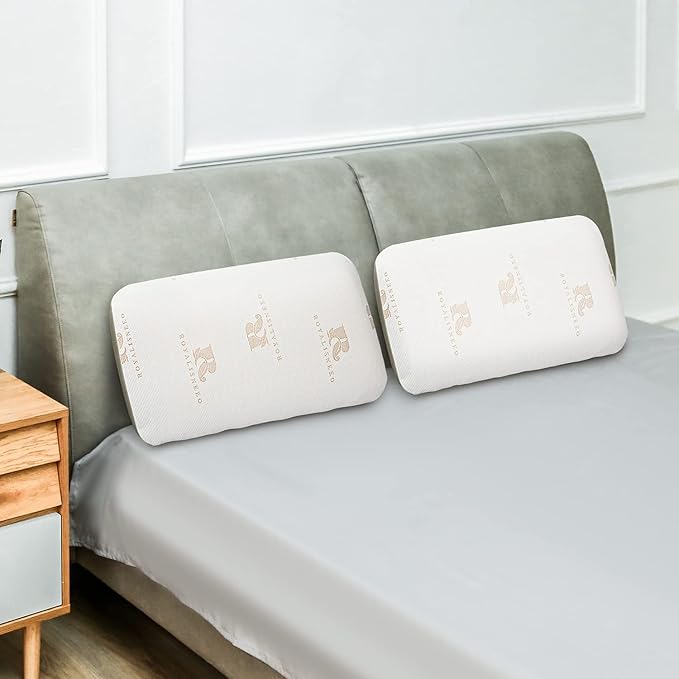 Royalisneeo 100% Talalay Latex Pillow, Soft, Foam Rubber Pillow Helps Relieve Pressure,Best Gift with Removable Cotton Cover for Back, Stomach and Side Sleepers(Queen)