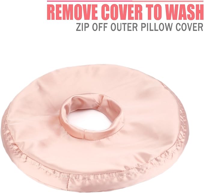 Washable Ear Piercing Pillowcase Luxury Satin Ear Hole Silky Pillowcase for Pierced Ear Side Sleepers Ear Inflammation Pressure Sore Pain Relief Support Neck Head Coral