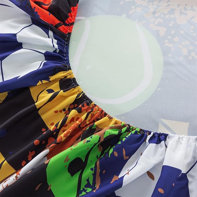 qjmiaofang Sports Sheets Queen for Boys Football Sheets Kids Sports Bed Sheets 4Pieces Baseball Sheets Sport Bed Set with Basketball and American Football Fitted Sheet Flat Sheet Set
