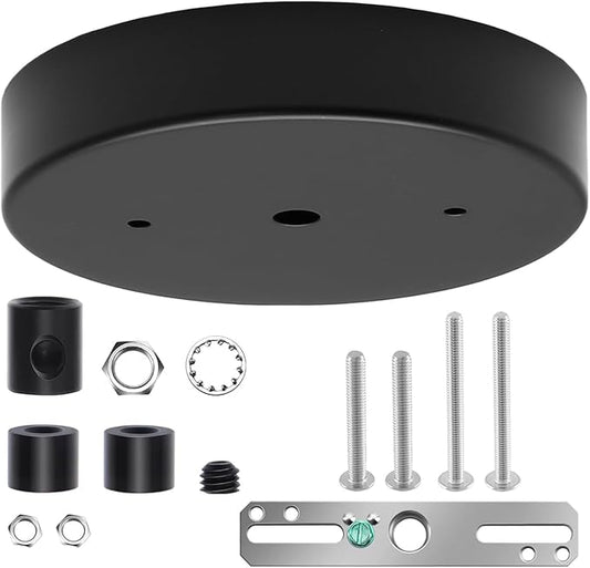 Biaungdo 5 Inch Ceiling Lighting Canopy Kit, Black Pendant Light Canopy Kit Metal Chandelier Ceiling Light Plate Cover with All Mounting Hardware for Chandelier Pendant Lighting Fixtures