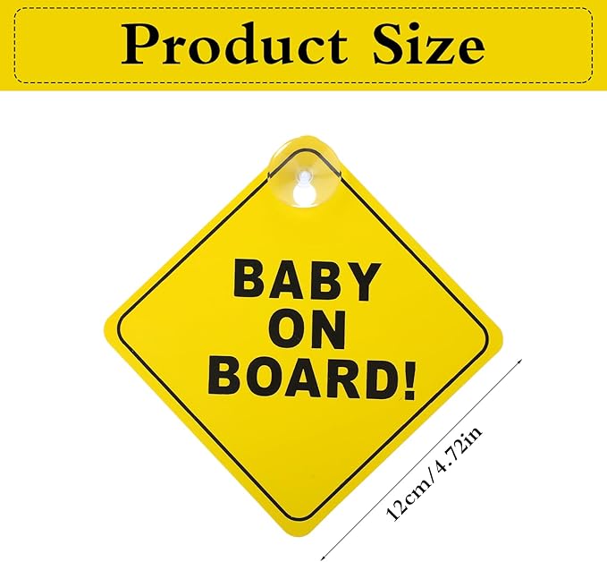 Baby On Board Sign 2 PCS Baby On Board Sticker with Double Suction Cups Sticker for Car Window Cling Reusable Safety Warning Sticker Decal Bright Yellow Durable and Strong Suction