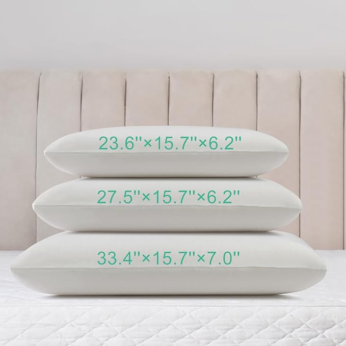 Latex Pillow, 100% Talalay Natural Latex Pillow, Soft Sleeping Bed Pillows with Cotton Cover, Perfect for side/back pain, stomach, neck, stress relief(King Size)